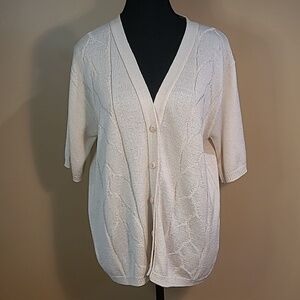 VINTAGE KEENO EXCLUSIVELY BY ESPRIO Short Sleeve Knit Cardigan Sweater